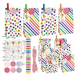 None Pattern Paper Bags Sets, No Handle, with Stickers, Tags, Wood Clips, Cotton Rope, None Pattern, 5.5x9x18cm