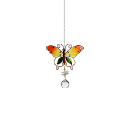 Butterfly Crystal Prisms Hanging Suncatcher, Glass Window Sun Catcher Pendant Decorations, with Iron Findings, Butterfly Pattern, 400mm