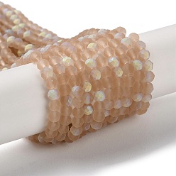 пшеница Стеклянные бусины, имитация нефрита , с половинным покрытием ab цвета, граненые, матовые, рондель, цвет пшеницы, 3.5x3 мм, отверстие : 1 мм, около 117 шт / нитка, 13.66''~13.90 дюйм (34.7~35.3 см)