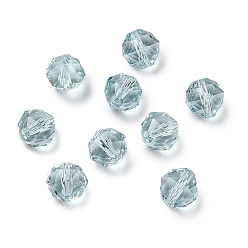 Светло-Голубой Стекло k9 стекло, имитация Австрийские кристаллические шарики, граненые, круглые, Небесно-голубой, 10x9 мм, отверстие : 1 мм