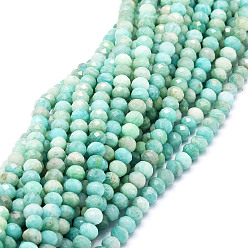 Amazonite Natural Amazonite Beads Strands, Faceted, Rondelle, 5.5~6x4~4.5mm, Hole: 1mm, about 95pcs/strand, 15.59''(39.6cm)