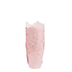 Pink Tazas para hornear magdalenas de papel de tulipán, moldes para muffins a prueba de grasa soportes para hornear envoltorios, rosa, 50x80 mm