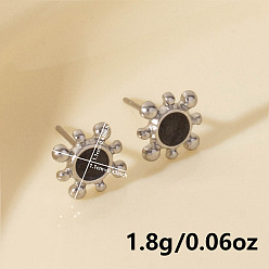 Серебро Цветок 304 из нержавеющей стали серьги стержня, серебряные, 11x11 мм