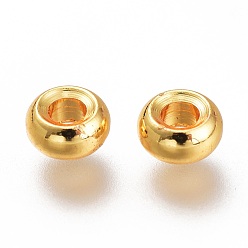 Golden Brass Spacer Beads, Long-Lasting Plated, Disc, Golden, 3.7x2mm, Hole: 1.7mm