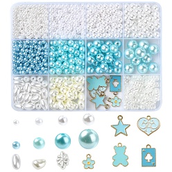 (52) Непрозрачная лаванда DIY круглые бусины из АБС-пластика с имитацией жемчуга, наборы для изготовления браслетов, разноцветные, 3~20x0.8~15.5x0.8~9.5 мм, отверстие : 1.4~2 мм