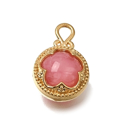 Pink 304 Подвески из нержавеющей стали и пластика, круглые и цветочные подвески, розовые, 22x14.5x11 мм, отверстие : 2.8x2.5 мм