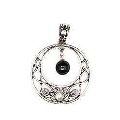 Обсидиан Природные подвески обсидиана, плоско-круглые, 35x31 мм