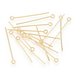 Real 18K Gold Plated Brass Eye Pin, Long-Lasting Plated, Real Gold Plated, Nickel Free, Real 18K Gold Plated, 21 Gauge, 32mm, Hole: 2mm, Pin: 0.7mm