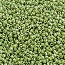 Зелено-Желтый Бусины для поделок своими руками 12/0 непрозрачные цветные блестящие круглые стеклянные бусины, зеленый желтый, Размер : диаметром около 2 мм , отверстие: 1 мм, Около 3304 шт / 50 г