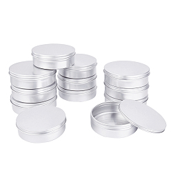 Platinum Round Aluminium Tin Cans, Aluminium Jar, Storage Containers for Cosmetic, Candles, Candies, with Screw Top Lid, Platinum, 3-3/4x1-1/8 inch(9.4x2.75cm), Capacity: 150ml, 12pcs/box