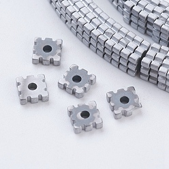 Platinum Plated Vacuum Plating Electroplate Non-magnetic Synthetic Hematite Beads Strands, Frosted, Grade A, Square, Platinum Plated, 4x4x1mm, Hole: 1mm, about 390pcs/strand, 15.7 inch(40cm)