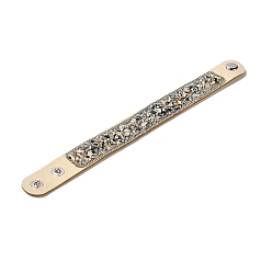 Dalmatian Jasper Faux Suede Snap Cord Bracelet, Natural Dalmatian Jasper & Shell Chips Beaded Wristband for Men Women, 8-5/8 inch(22cm)