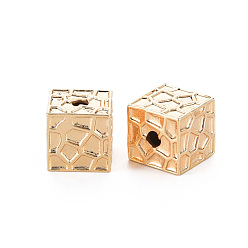 Real 18K Gold Plated Brass Beads, Nickel Free, Square, Real 18K Gold Plated, 9.5x9.5x9.5mm, Hole: 2mm