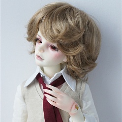 BurlyWood Imitation Mohair Doll Curly Wig Hair, for 1/3 DIY Boy BJD Makings Accessories, BurlyWood, fit for 8~9 inch(20.32~22.86cm) head circumference
