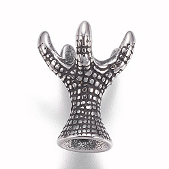 Antique Silver 304 Stainless Steel Bead Caps, Claw, Antique Silver, 15.5x13mm, Hole: 2.5mm, Inner: 10mm