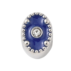 Синий 304 нержавеющая сталь, эмаль, европейские бусины со стразами, бусины с большим отверстием, овальные, синие, 10x7x7.5 мм, отверстие : 4.5 мм