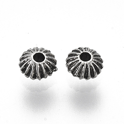 Antique Silver CCB Plastic Beads, Corrugated Beads, Rondelle, Antique Silver, 4.5x3mm, Hole: 1.2mm, about 19000pcs/500g