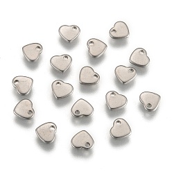Stainless Steel Color Handmade Gifts Ideas for Valentines Day 304 Stainless Steel Stamping Blank Tag Pendants, Heart, 6x5x0.9mm, Hole: 1mm