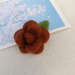 Saddle Brown Handmade Wool Felt Woven Costume Accessories, Rose, Saddle Brown, 40x40mm