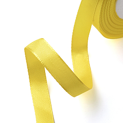 Желтый Односторонняя атласная лента, Полиэфирная лента, желтые, 1/4 дюйм (6 мм), около 25 ярдов / рулон (22.86 м / рулон), 10 рулоны / группа, 250yards / группа (228.6 м / группа)