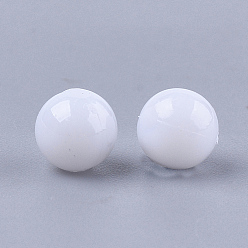 White Opaque Plastic Beads, Round, White, 6x5.5mm, Hole: 1.8mm, about 4790pcs/500g