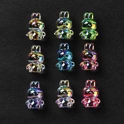 Mixed Color UV Plating Rainbow Iridescent Acrylic Beads, Rabbit, Mixed Color, 18x12x10.5mm, Hole: 2.6mm