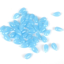 Bleu Ciel Clair 5pcs perles de verre tchèques transparentes, top foré, larme, lumière bleu ciel, 14x8mm, Trou: 1mm
