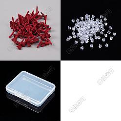 Rouge 42 Pièces de supports de boucles d'oreilles à clous en alliage peint à la bombe, avec des épingles en laiton et des boucles horizontales, bowknot, avec 84 écrous d'oreille en plastique, rouge, 10x17mm, Trou: 1.5mm, pin: 11.5x0.7 mm