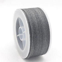 Dark Gray Round Nylon Cords, Milan Cords/Twisted Cords, Dark Gray, 1.5mm, about 25.15 yards(23m)/roll