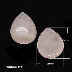 Quartz Rose Cabochons de pierres fines, larme, quartz rose, 14x10x4mm