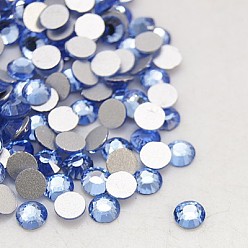 Light Sapphire Glass Flat Back Rhinestone, Grade A, Back Plated, Faceted, Half Round, Light Sapphire, 3.8~4mm, about 1440pcs/bag