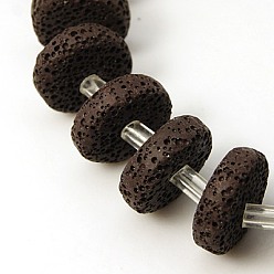Coconut Brown Natural Lava Rock Beads Strands, Dyed, Heishi Beads, Disc/Flat Round, Coconut Brown, 20x7mm, Hole: 1mm