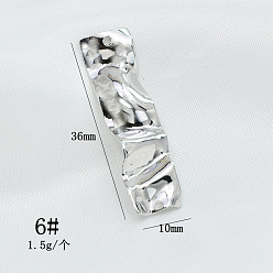 Rectangle Brass Pendants, Textured, Platinum, Rectangle, 36x9.5x1mm, Hole: 1.2mm