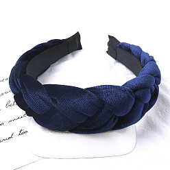 Dark blue 16th shade solid twisted headband made of thick fabric Бархатная повязка на голову для женщин, однотонный аксессуар для волос с широкими полями