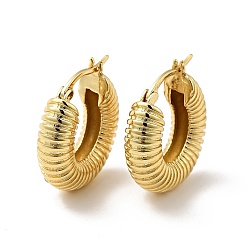 Real 18K Gold Plated Rack Plating Brass Croissant Hoop Earrings for Women, Real 18K Gold Plated, 21x20x6mm, Pin: 0.8mm