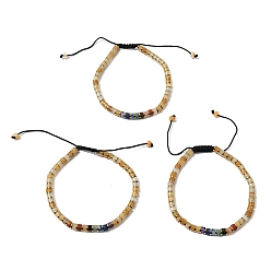 Желтый авантюрин Регулируемые браслеты из натурального желтого авантюрина и немагнитного гематита, унисекс., внутренний диаметр: 2.09~3.19 дюйм (5.3~8.1 см)