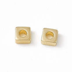 Real 18K Gold Plated Brass Beads, Square, Real 18K Gold Plated, 3x3x1.5mm, Hole: 1.4mm