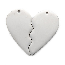 Stainless Steel Color 304 Stainless Steel Split Pendants, Double Heart , Stainless Steel Color, 31.5x33.5x1.4mm, Hole: 1.6mm