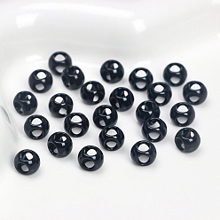 Black 4-Hole Baking Painted Alloy Beads, Cube, Black, 7x5mm, Hole: 3.5mm, 10pcs/bag