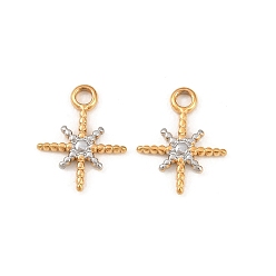 Золотой & Цвет Нержавеющей Стали Ионное покрытие (ip) 304 брелоки из нержавеющей стали, звезды прелести, золотые и нержавеющая сталь цвет, 12.5x10x1.3 мм, отверстие : 1.5 мм