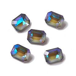 Greige Mocha Style Glass Rhinestone Cabochons, Pointed Back, Rectangle, Greige, 8x6x4mm