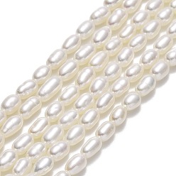 Льняное Полотно Нити из натурального культивированного пресноводного жемчуга, рис, белье, 4.5~5x2.8~3.2 мм, отверстие : 0.5 мм, около 76~78 шт / нитка, 14.57''~14.96" (37~38 см)
