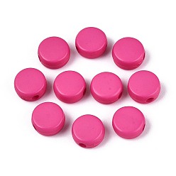 Темно-Розовый Акриловые бусины, плоско-круглые, темно-розовыми, 7x4 мм, отверстие : 1.8 мм, Около 3500 шт / 500 г