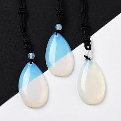 Opalite Synthetic Opalite Pendant Necklace with Nylon Cord for Women, Teardrop, 27.76~27.95 inch(70.5~71cm)