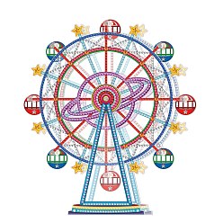 Colorful DIY Rotatable Ferris Wheel Display Decor Diamond Painting Kits, including Plastic Board, Resin Rhinestones, Diamond Sticky Pen, Tray Plate and Glue Clay, Zip Lock Bag, Colorful, 240x210mm