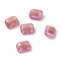 Роза Стеклянные кабошоны со стразами в стиле лунного света, плоская задняя и задняя, прямоугольные, роза, 10x8x4.7 мм