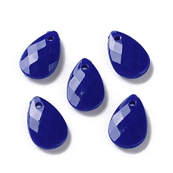 Dark Blue Opaque Acrylic Charms, Faceted, Teardrop Charms, Dark Blue, 13x8.5x3mm, Hole: 1mm