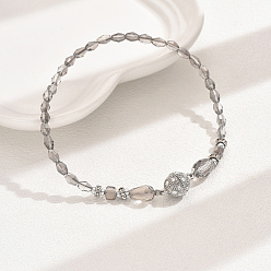 Светло-серый Браслеты на ногу из цветного стекла и сплава для женщин, , универсальный и простой, светло-серый, 10 дюйм (25.5 см)