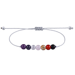 Смешанные камни Стиль бохо натуральный смешанный драгоценный камень круглая бусина плетеная бусина для женщин, 2 дюйм (5 см), внутренний диаметр: 11-3/4 дюйм (30 см)