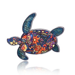 Turtle Acrylic Flower Print Animal Brooches, for Backpack Clothes, Turtle, 60x49mm